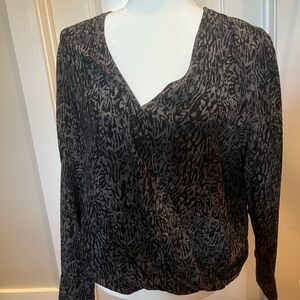Rails Black Long Sleeve Wrap Blouse